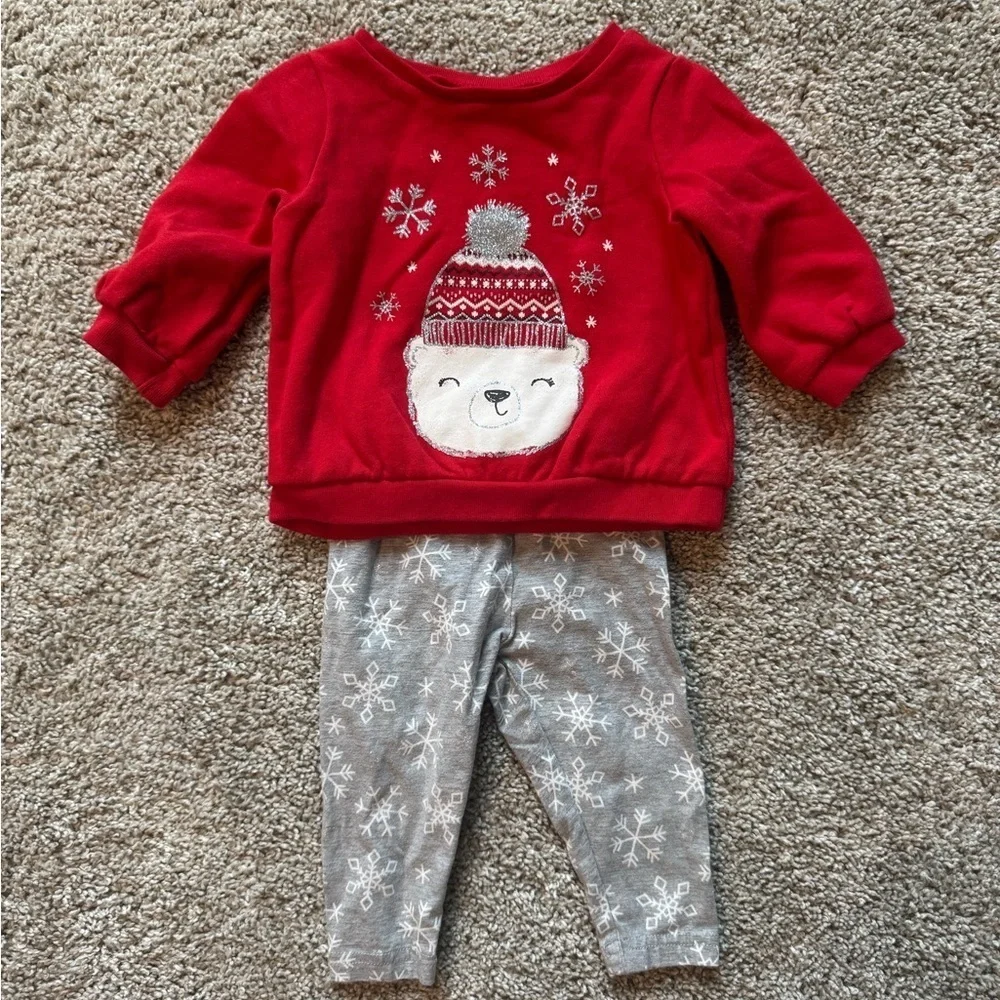 Baby Girl Carter's 2-Piece Polar Bear Fleece Top & Leggings Set size 9 Months